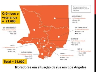 Crônicos e
veteranos
= 21.698




Total = 51.000
       Moradores em situação de rua em Los Angeles
 