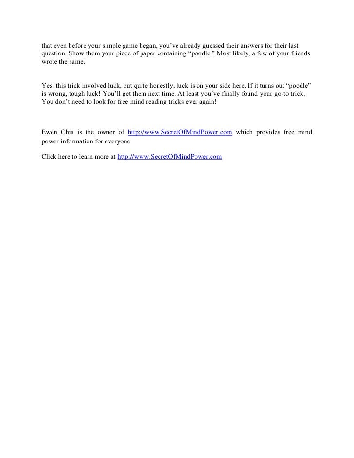 Mind Reading Techniques Pdf