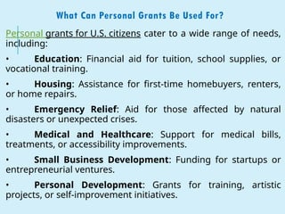 Free Money for Your Goals - Exploring Personal Grants for U.S. 