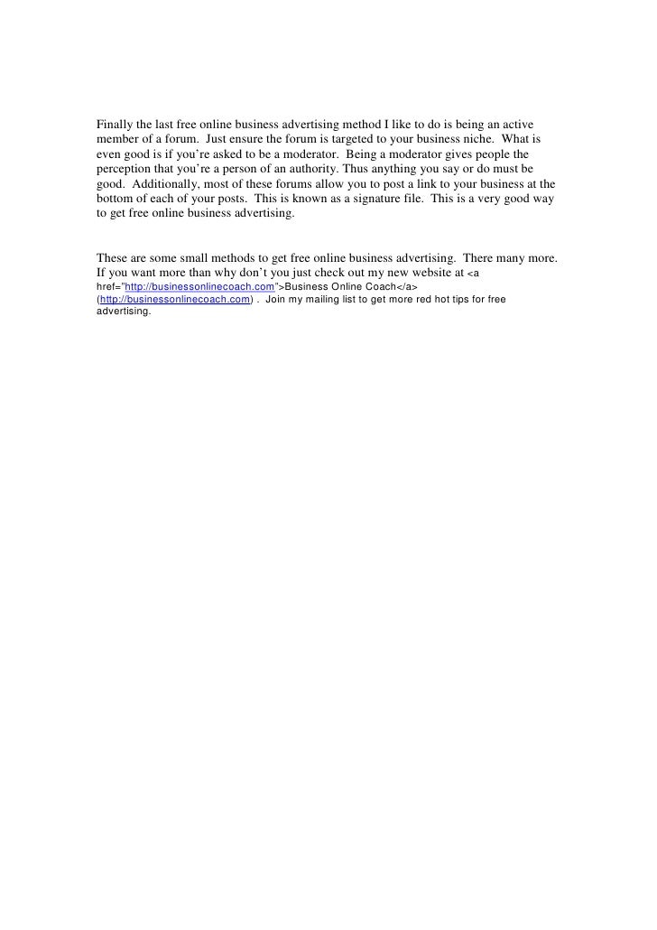 Free Online Business Advertising