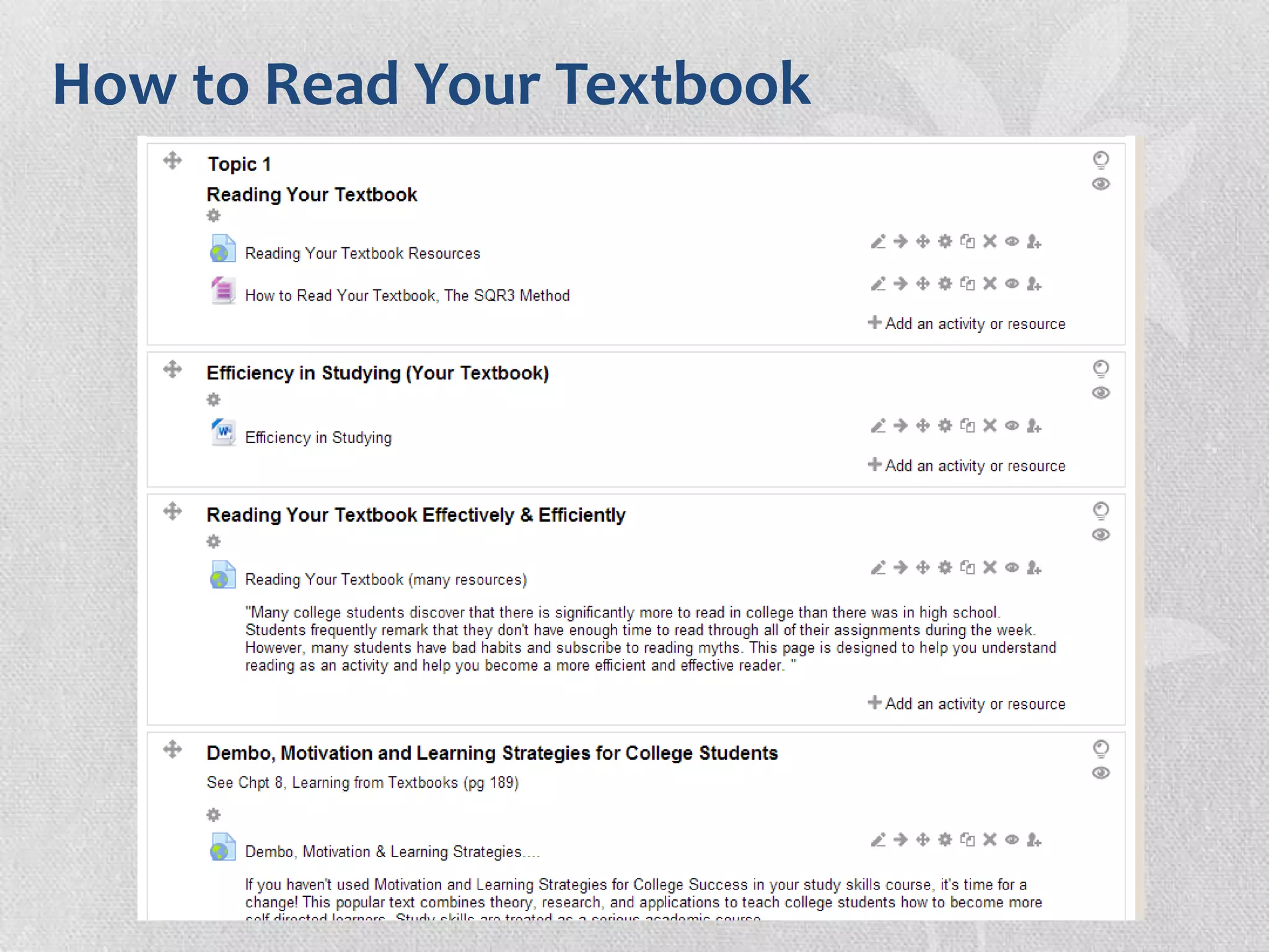 How to Read Your Textbook
 