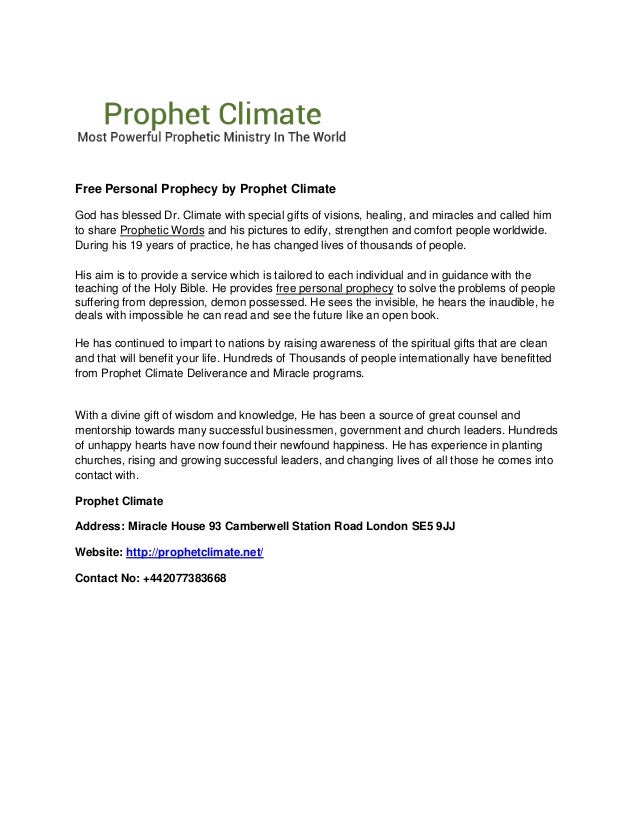 free personal prophecy by prophet climate