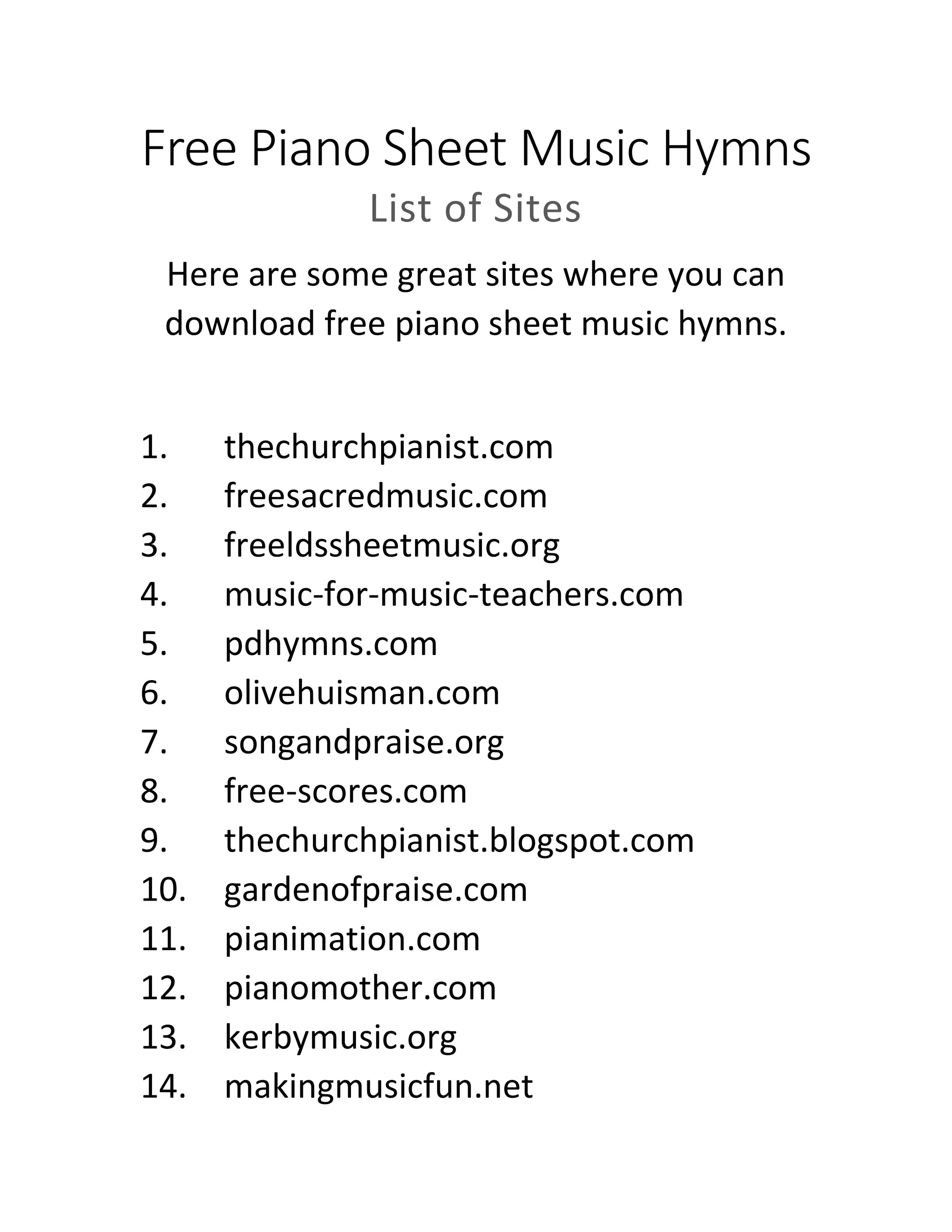 Free piano sheet music hymns PDF