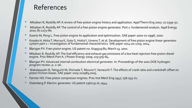Free piston linear engine and its control systems | PPTX