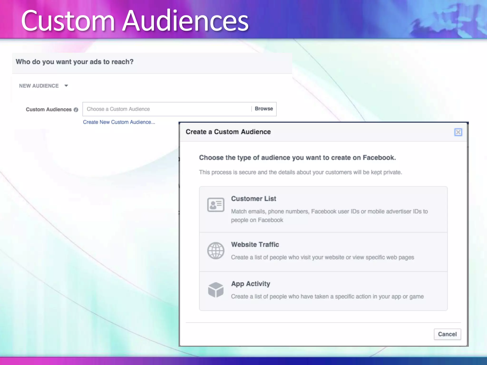 Custom	Audiences	
 