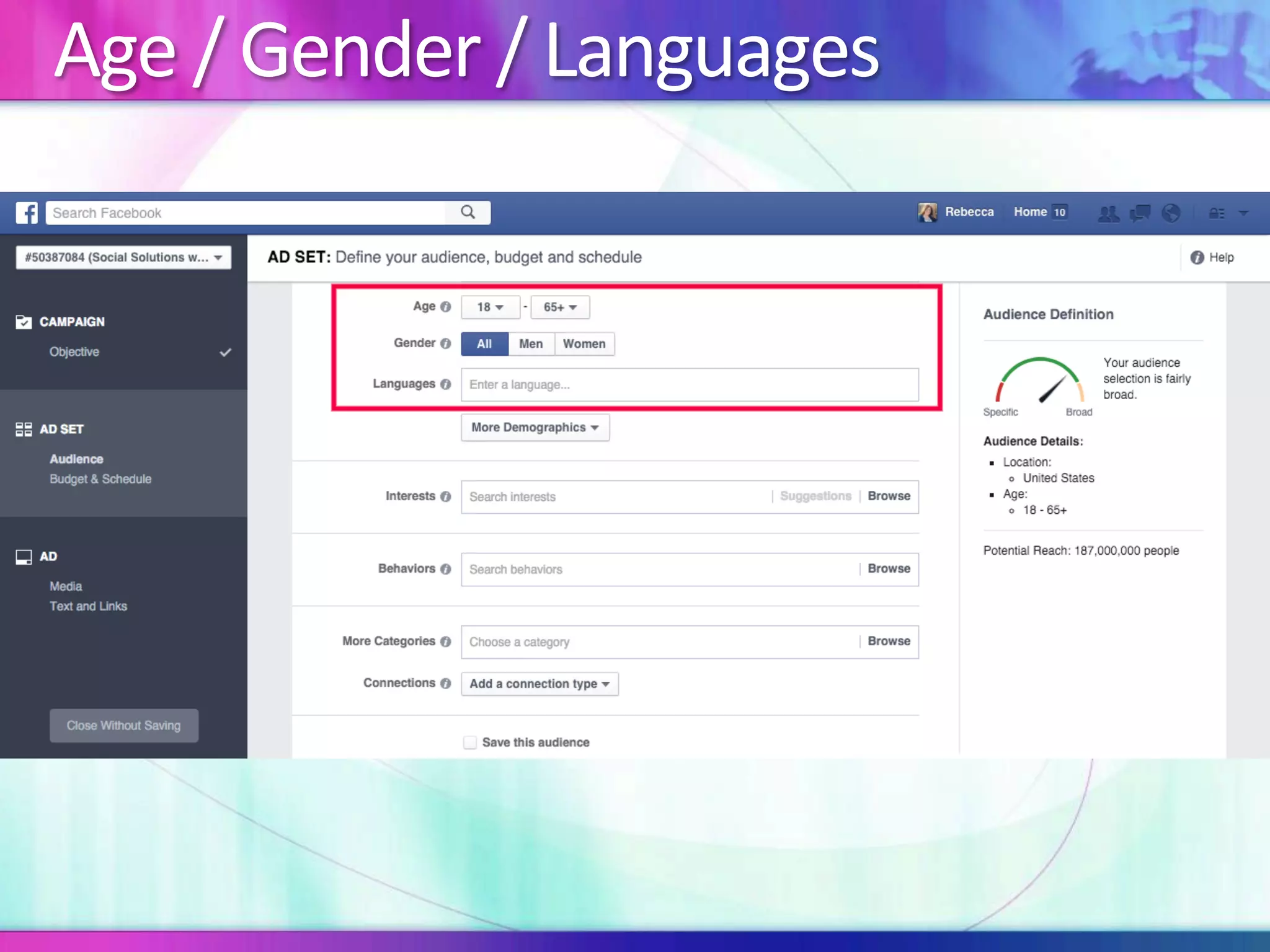 Age	/	Gender	/	Languages	
 