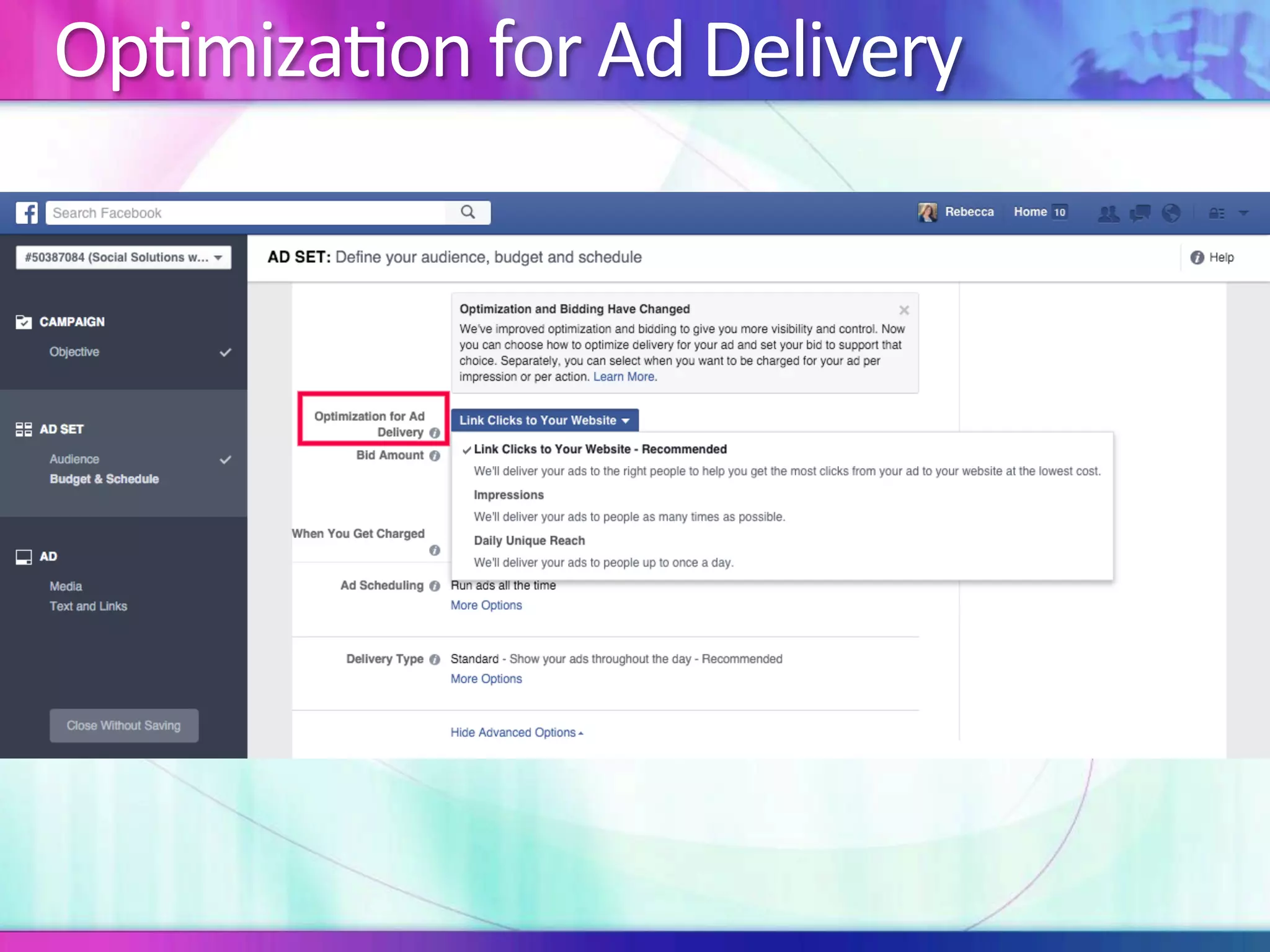 Op:miza:on	for	Ad	Delivery	
 