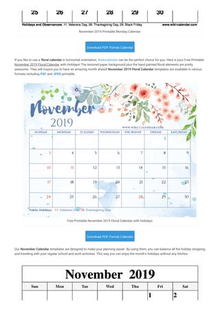 free printable november 2019 calendar wiki calendar