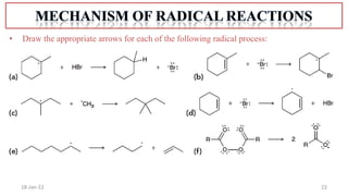 22
18-Jan-22
• Draw the appropriate arrows for each of the following radical process:
 