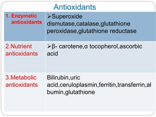 Free radicals and reactive oxygen species