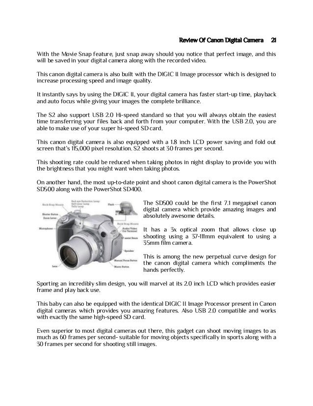 All About Digital Cameras Report And Catalogue