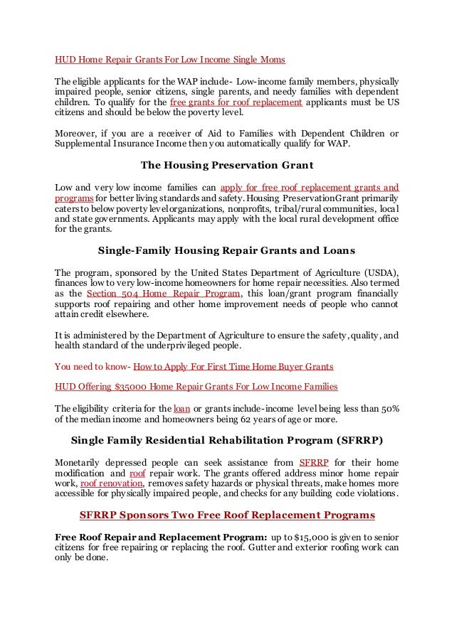 Free Roof Replacement Grants For Low Families.docx