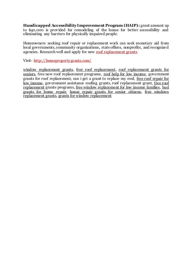 Free Roof Replacement Grants For Low Families.docx