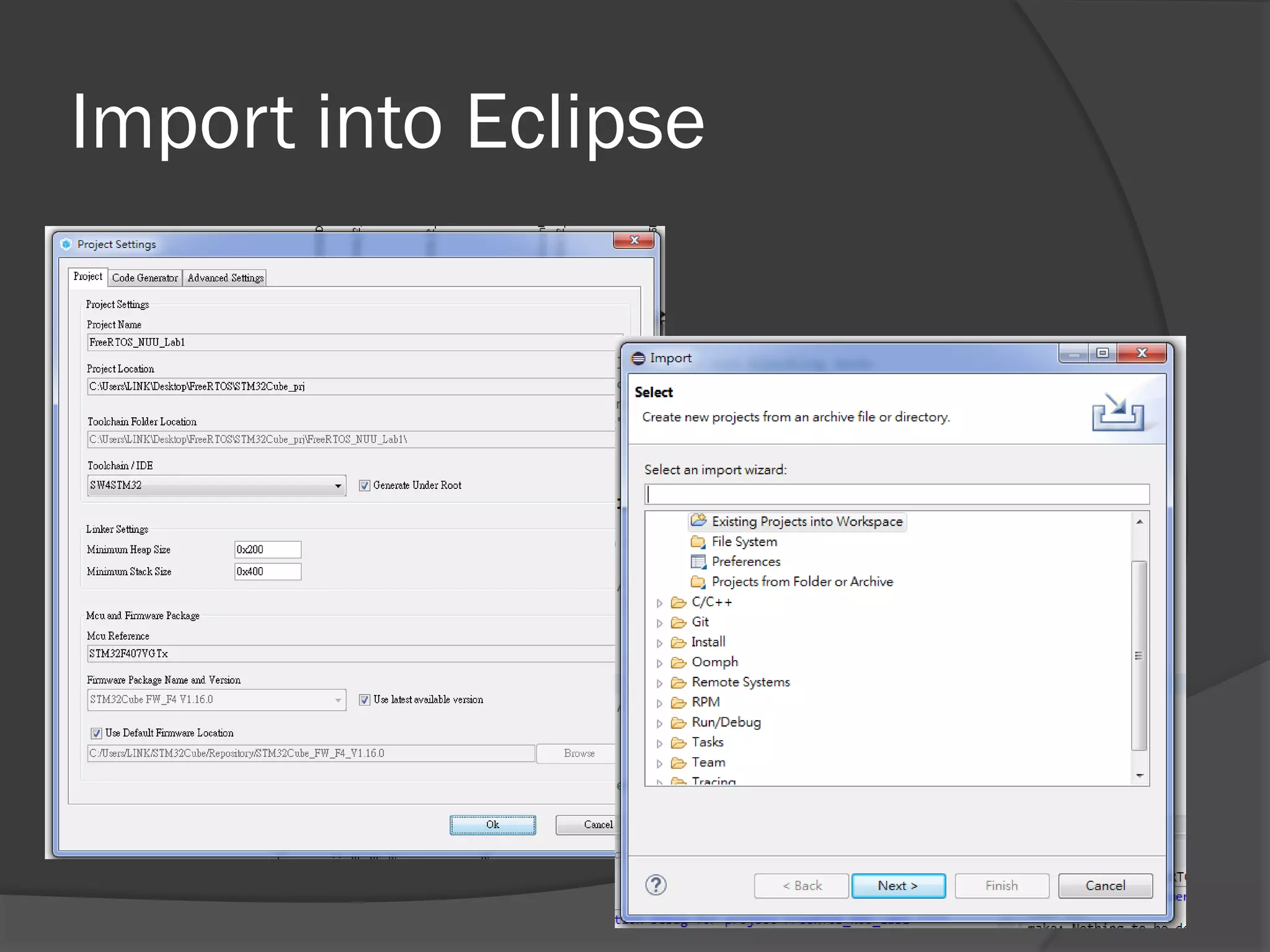 Import into Eclipse
 