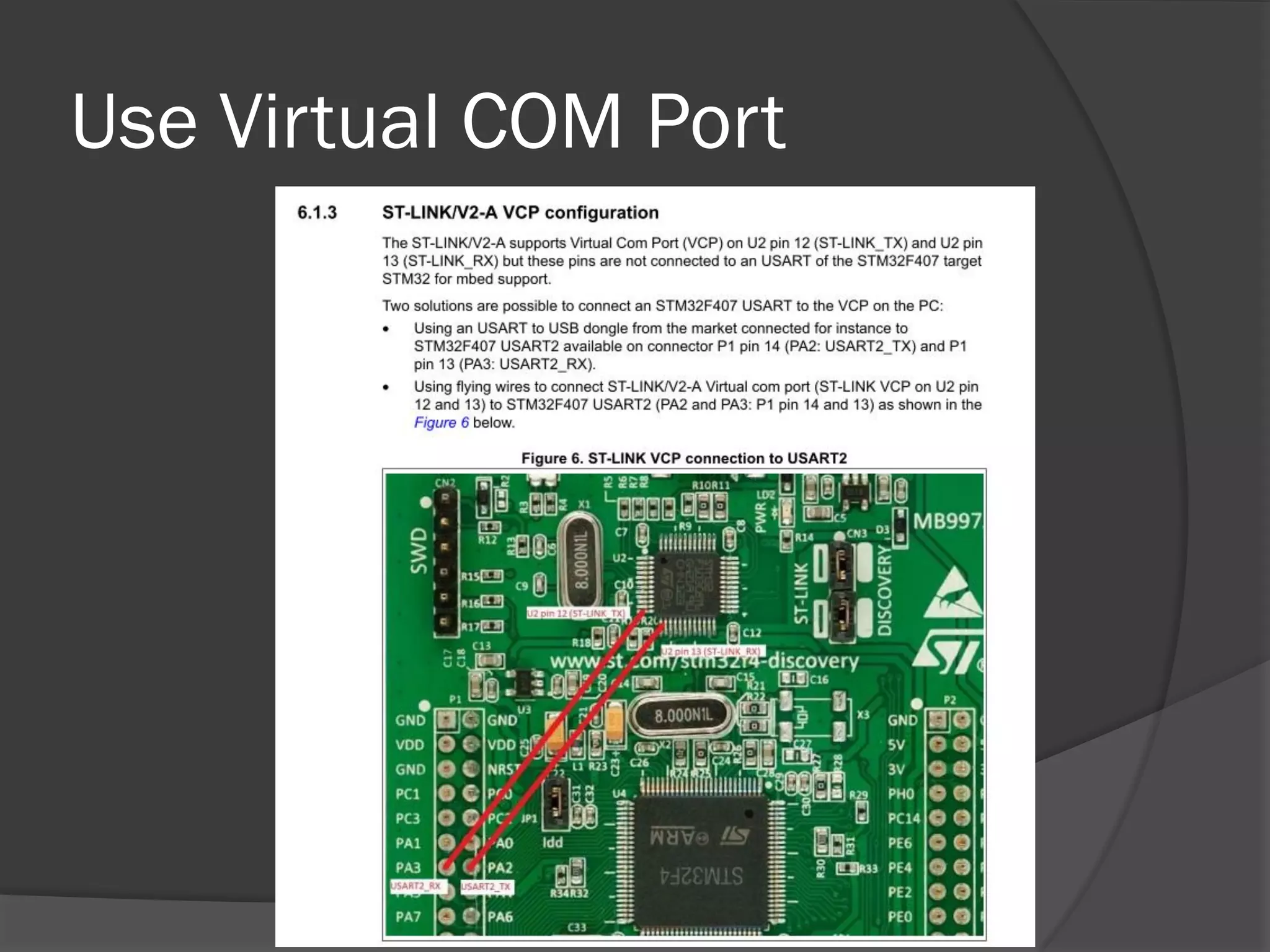 Use Virtual COM Port
 