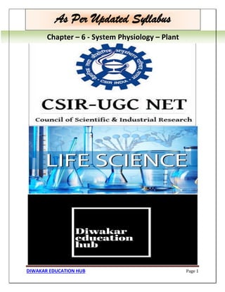 Chapter – 6 - System Physiology – Plant
DIWAKAR EDUCATION HUB Page 1
Chapter – 6 - System Physiology – Plant
As Per Updated Syllabus
 