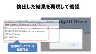 検出した結果を再現して確認
送信時のリクエストを
確認可能
 