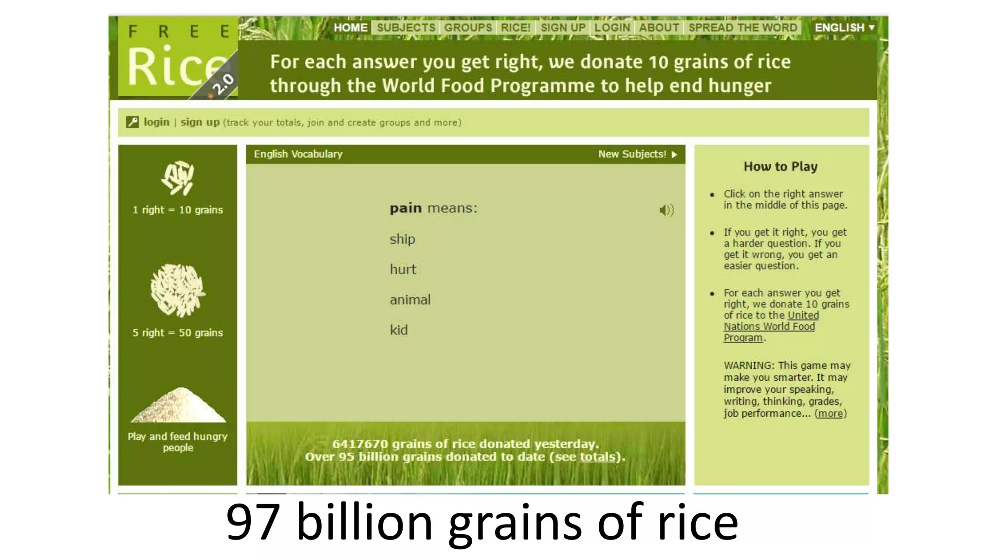 97 billion grains of rice
 