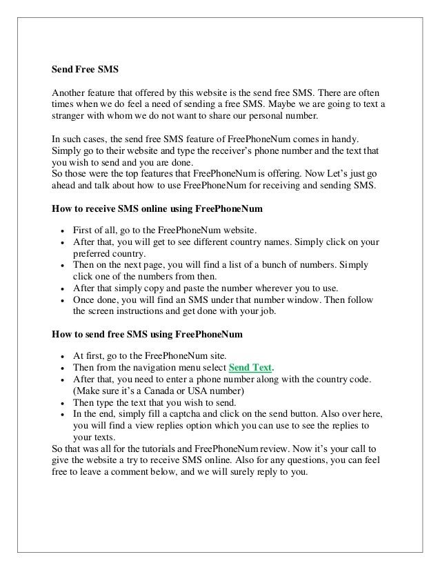 Send and Receive SMS online FREE