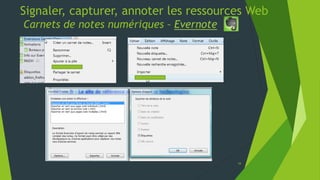 34
Les services d’alerte
Par courrier électronique ou par flux rss
 TalkWalker : http://www.talkwalker.com/fr/social-media-intelligence/
 