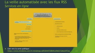 La veille automatisée avec les flux RSS
Services en ligne
119
 Lien vers la carte publique :
https://www.mindomo.com/fr/m...