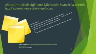 Moteur multidisciplinaire Microsoft Search Academic
http://academic.research.microsoft.com/
50
Source : Présentation http:...