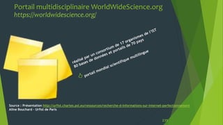 Portail multidisciplinaire WorldWideScience.org
https://worldwidescience.org/
235
Source : Présentation http://urfist.char...