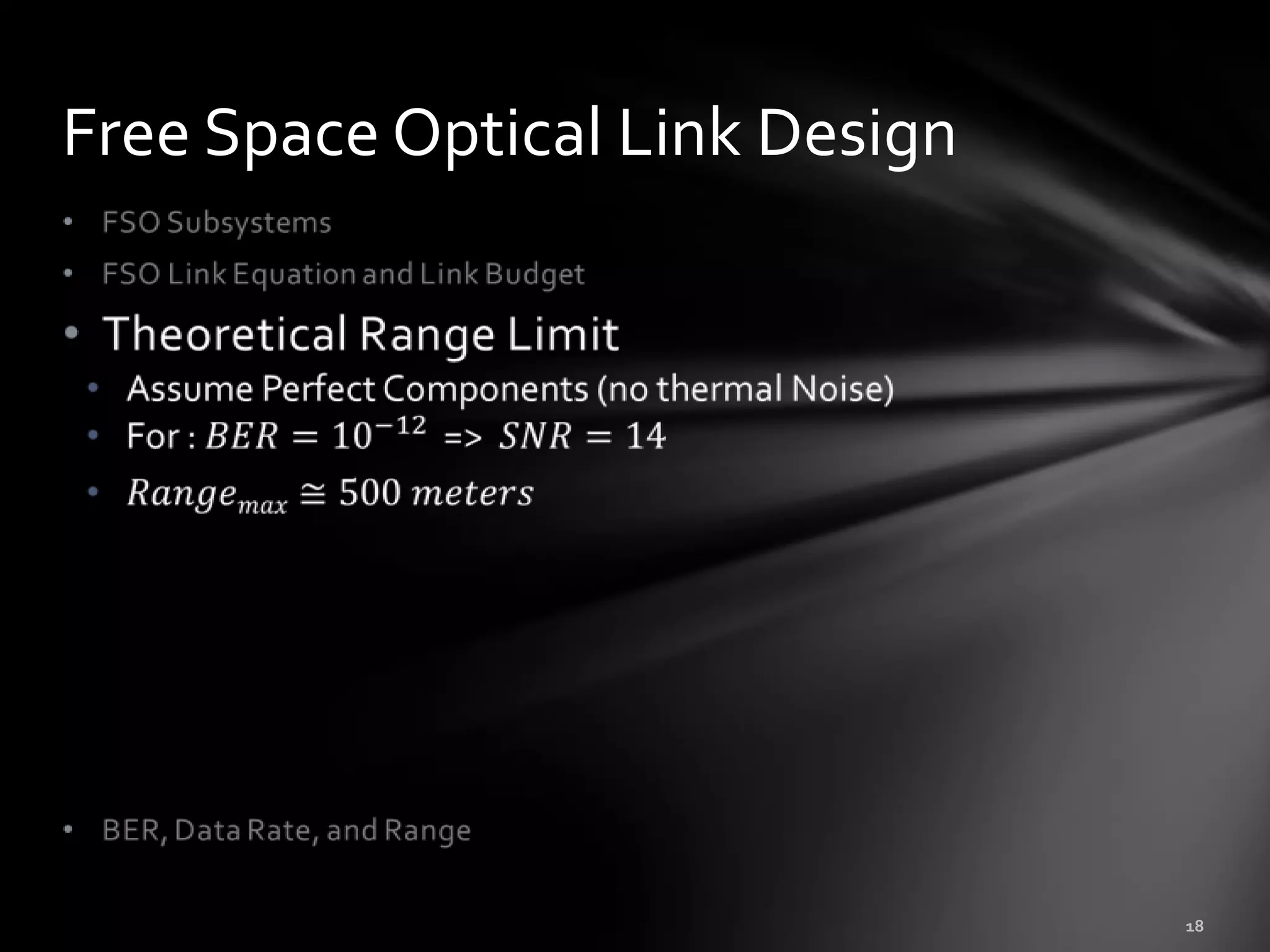Free Space Optical Link Design
 