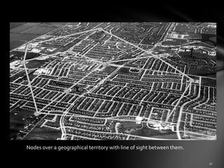 Nodes over a geographical territory with line of sight between them.
 