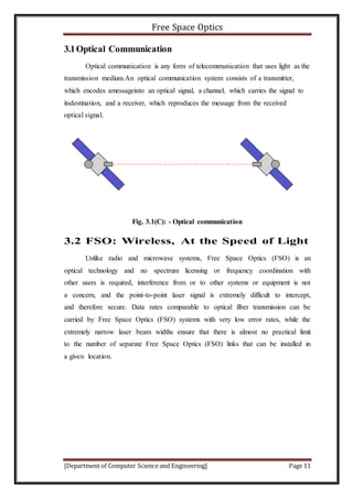 Free Space Optics
[Department of Computer Science and Engineering] Page 11
3.1Optical Communication
Optical communication ...