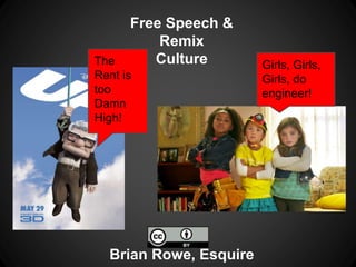 Free Speech &
Remix
Culture
Brian Rowe, Esquire
The
Rent is
too
Damn
High!
Girls, Girls,
Girls, do
engineer!
 