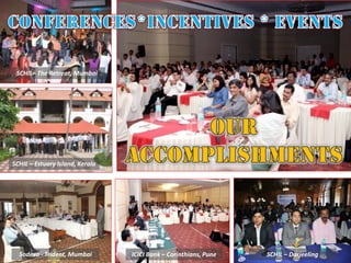 SCHIL– The Retreat, Mumbai

SCHIL – Estuary Island, Kerala

Sodexo - Trident, Mumbai

ICICI Bank – Corinthians, Pune

SCHIL – Darjeeling

 