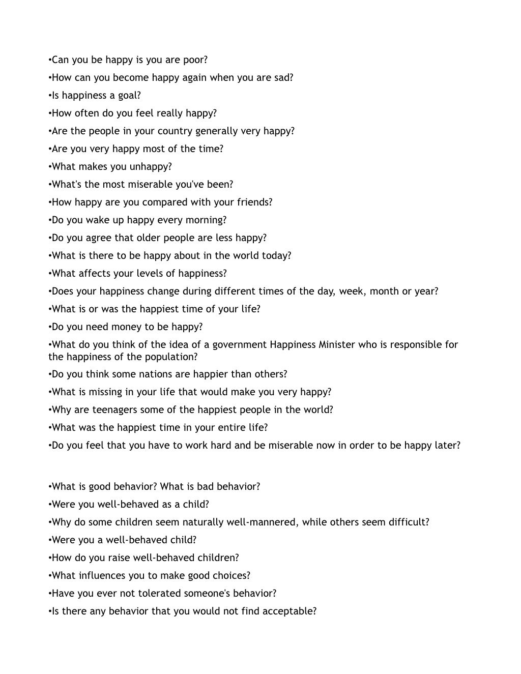 Free talk (random questions)