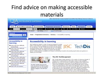 Find advice on making accessible materials 