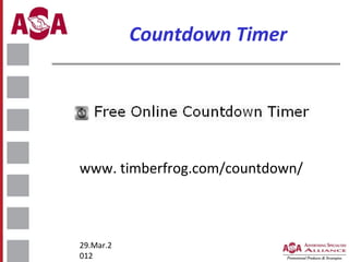 Countdown Timer

www. timberfrog.com/countdown/

29.Mar.2
012

 