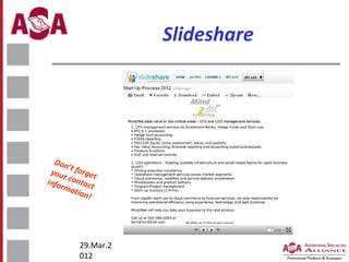 Slideshare

Don
’
you t forget
r
info contac
t
rma
tion
!

29.Mar.2
012

 