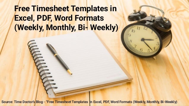 Free Timesheet Templates in Excel, PDF, Word Formats (Weekly, Monthly ...