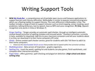 Writing Support Tools Computer Free tools for the classroom webinar | PPT