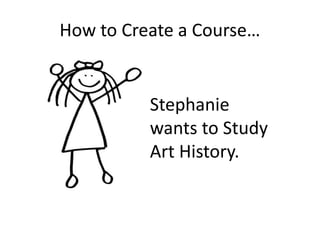 How to Create a Course…
Stephanie
wants to Study
Art History.
 