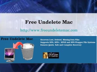 Free Undelete Mac
http://www.freeundeletemac.com
 