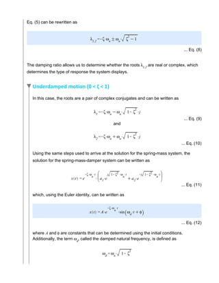 free vibration with damping in Single degree of freedom | PDF