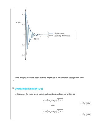 free vibration with damping in Single degree of freedom | PDF