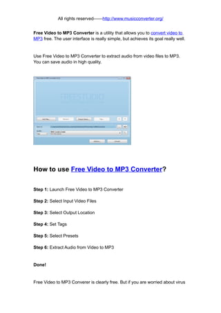 Free video to mp3 converter