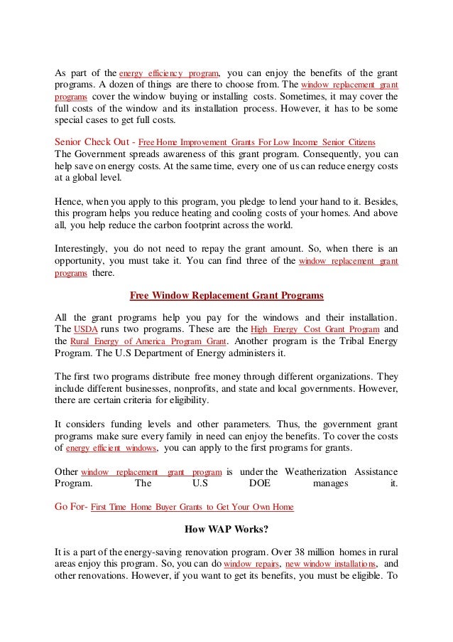 Free Window Replacement Grants and Programs For Low Families.docx