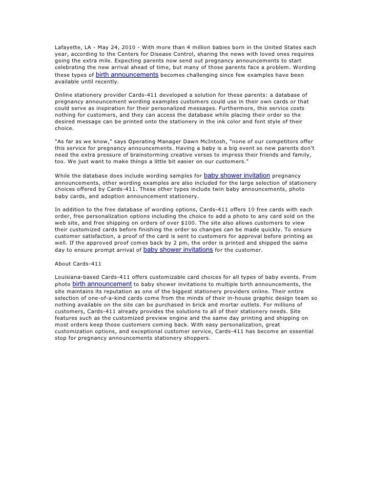 sample birth announcements