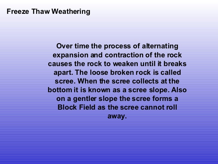 Freeze Thaw Weathering &Solution Weathering