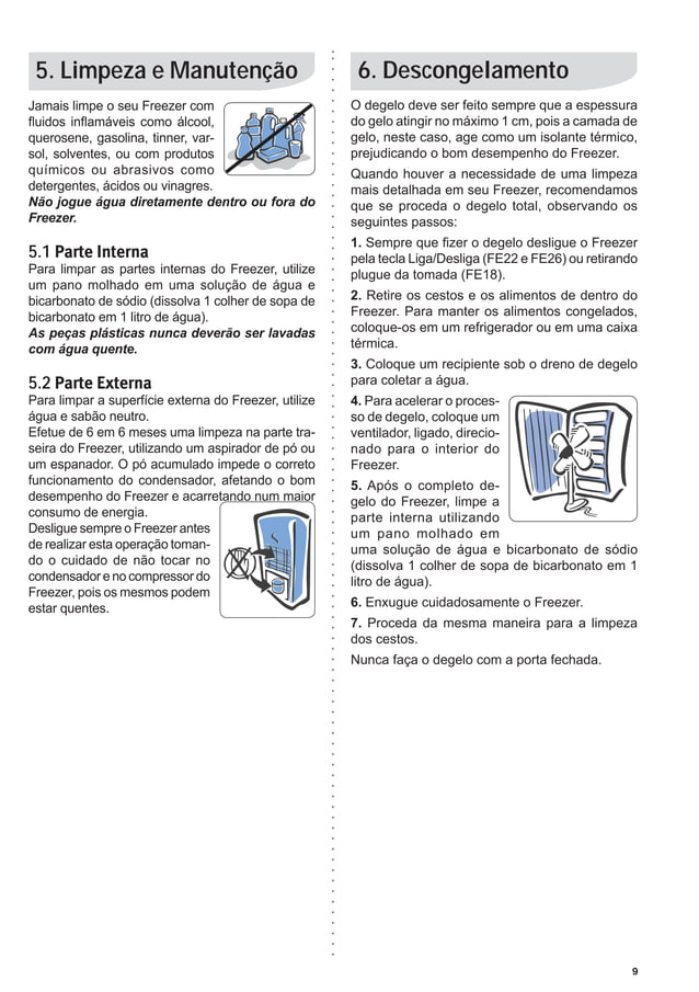 Electrolux Freezer vertical fe18 fe22fe26 manual de instruções PDF
