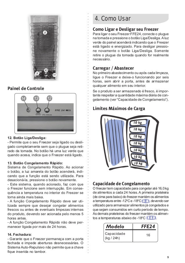 Electrolux Freezer vertical ffe24 manual de instruções