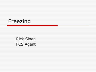 Freezing
Rick Sloan
FCS Agent
 