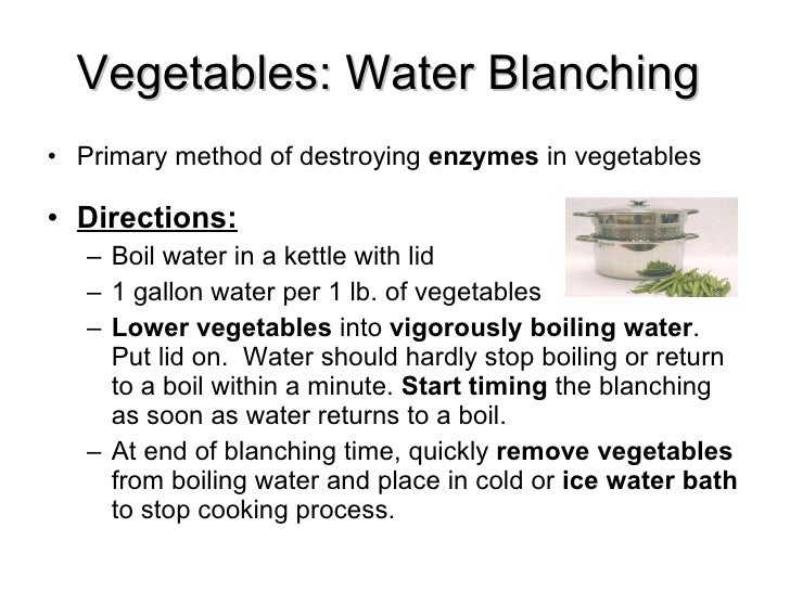 Blanching Vegetables Chart